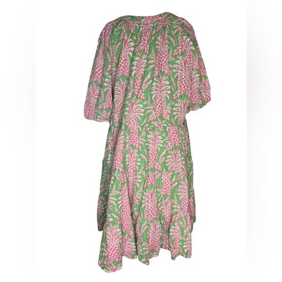Crown & Ivy Pineapple Printed Peasant Dress Womens Size 2X Colorful Resortwear - Picture 6 of 8